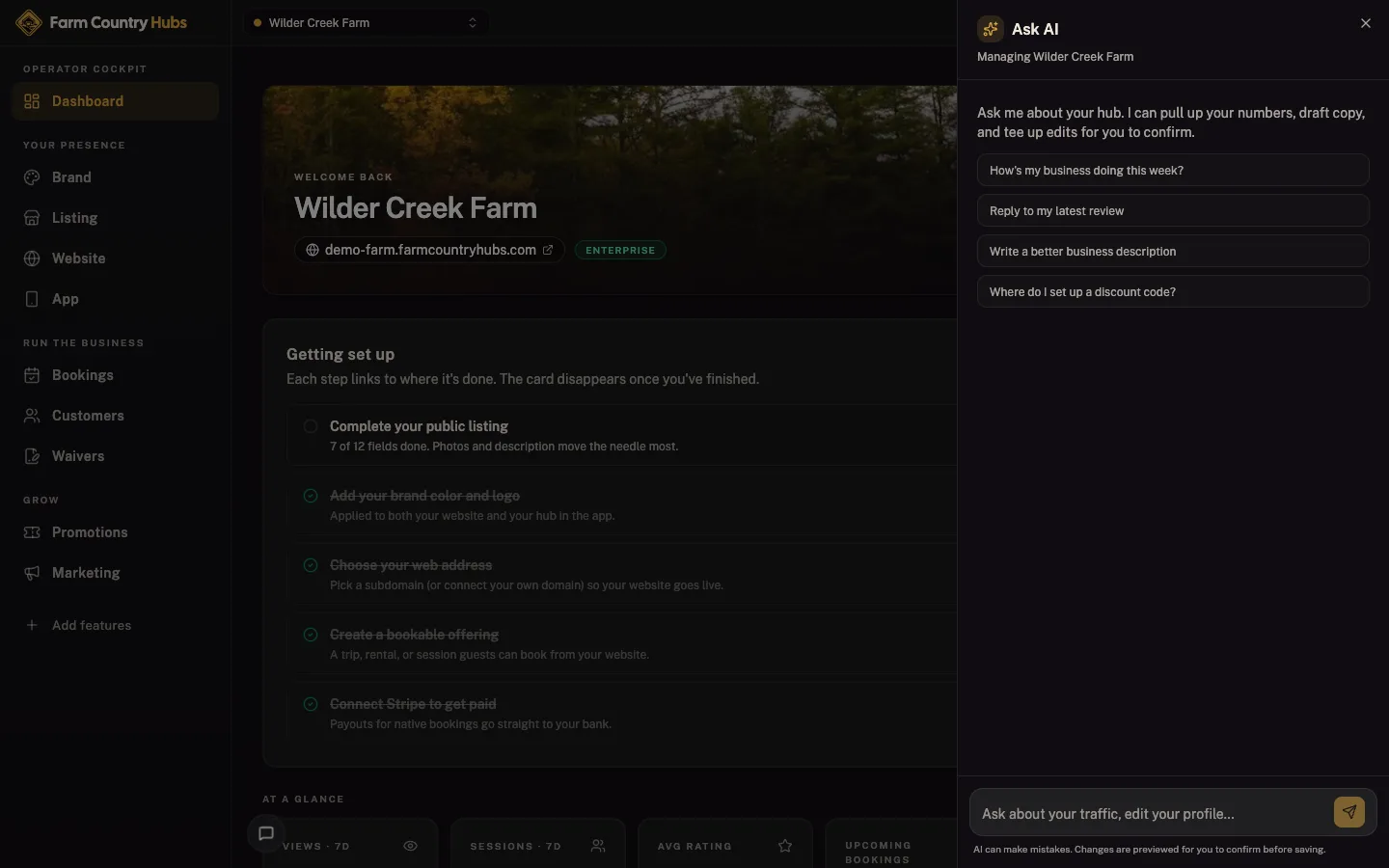 Farm Country Hubs cockpit: AI assistant