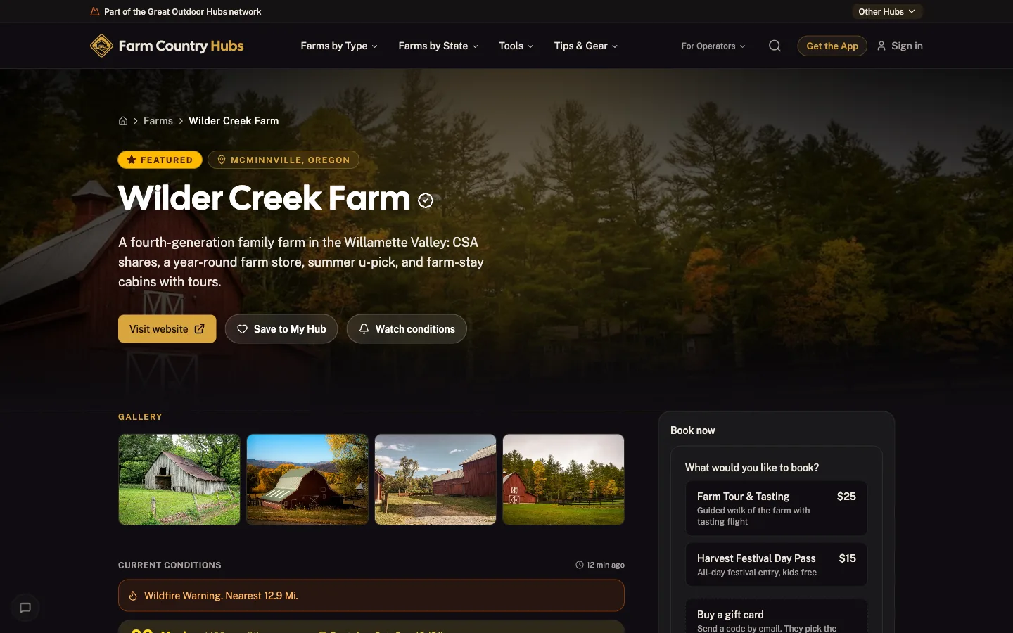 Directory listing as a customer sees it on Farm Country Hubs
